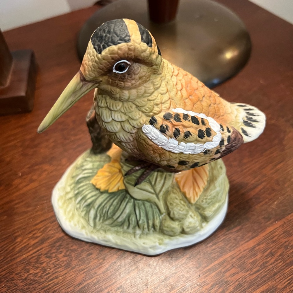 Vintage Lefton Woodcock Hand-Painted Bird Figurine - Bird with Long Beak